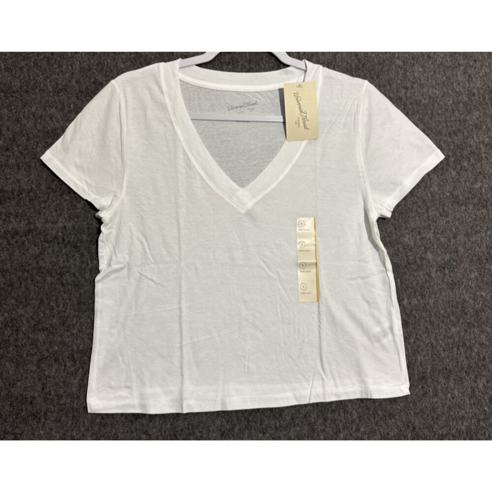 Universal Thread Women's Blouse V Neck  Short Sleeve White Small